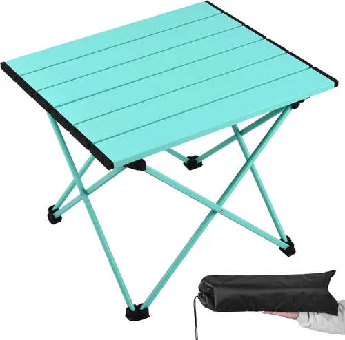 Miniatura 9 de Mesa de camping portátil Grope con superficie de mesa de aluminio, mesa de playa plegable fácil de transportar, perfecta para exteriores, picnic