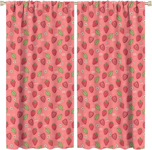 Miniatura 13 de Cortinas bohemias con diseño de fresas, bonitas cortinas bohemias con bolsillo para barra de fruta, tratamiento de ventana para cocina, sala