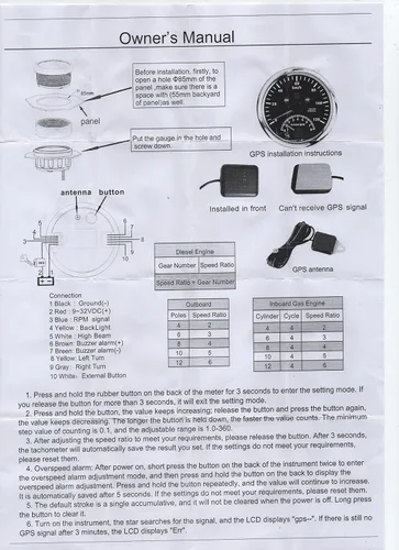 Miniatura 7 de KAOLALI Velocímetro GPS de 3.346 in 0-160MPH con tacómetro calibre 0-8000RPM para coche, barco, motocicleta, camión, medidor de velocidad