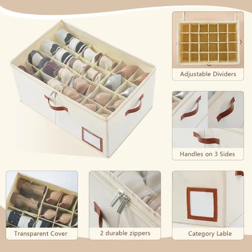 Miniatura 3 de INSTY Organizador de zapatos para armario con capacidad para 24 pares, contenedor plegable grande de almacenamiento de zapatos caja compartimento
