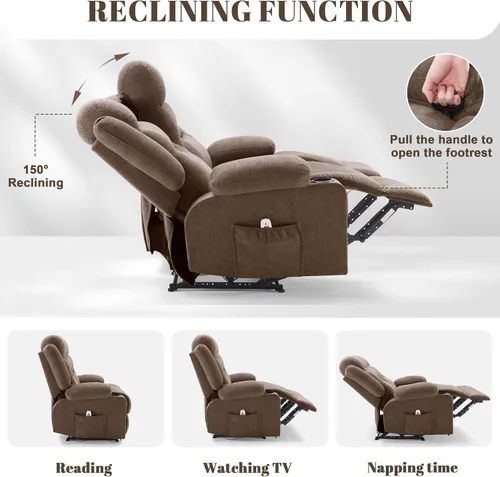 Miniatura 4 de Sofá reclinable extra grande con masaje y calor, sofá reclinable RV grande de 3 plazas para sala de estar, sofá reclinable pegado a la pared