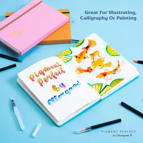 Miniatura 5 de Ottergami Juego de rotuladores de acuarela 20 bolígrafos de acuarela con puntas de pincel de nailon Pinceles de acuarela para caligrafía