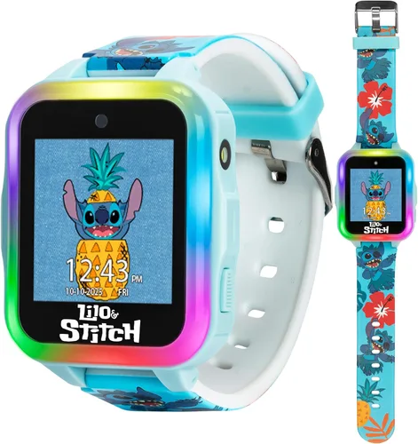 Disney Stitch - Reloj inteligente interactivo para niños con pantalla táctil, cámara, juegos, podómetro, grabadora de voz y alarma para niños y