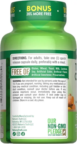 Miniatura 7 de Nature's Truth Curcumina de cúrcuma 120 cápsulas con extracto de pimienta negra Suplemento sin OMG y sin gluten
