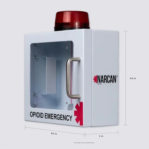 Miniatura 3 de NARCAN Kit de unidad de pared con rociador nasal, incluye armario de pared con alarma, señalización de camino, póster de instrucciones de uso