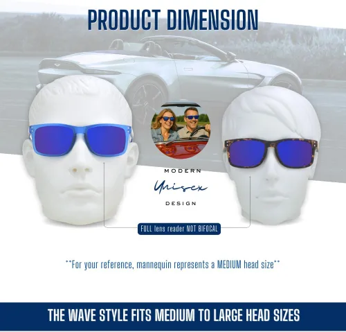Miniatura 5 de proSPORT Lentes de sol de lectura para lectores con montura de cuerno con lentes de espejo azul para hombres y mujeres, no bifocales