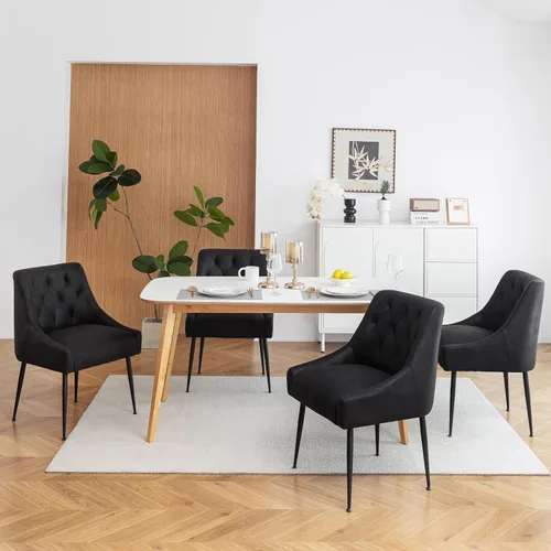 Miniatura 23 de Juego de 2 sillas de comedor modernas, sillas de comedor de cocina de mediados de siglo con cojines de 5.12 pulgadas y patas de metal, sillas Beige