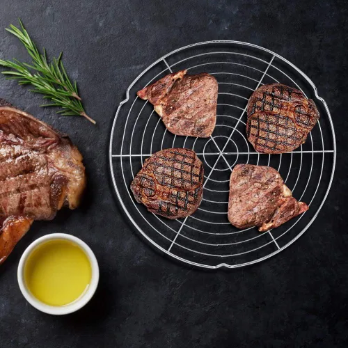 Miniatura 2 de Malla de alambre para barbacoa, parrilla redonda multifunción, parrilla de cocina, rejilla de alambre de enfriamiento al vapor, rejilla de barbacoa