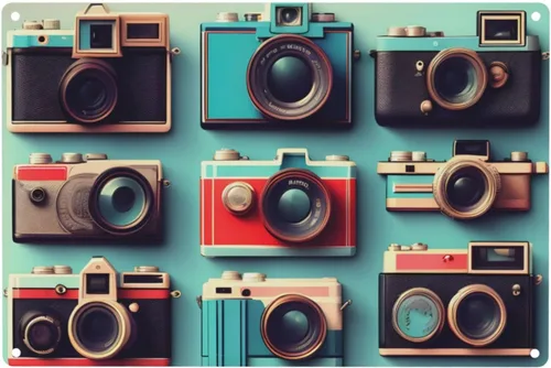 GaxfjRu Retro Cool Camera Collection Metal Sign,Vintage Wall Decor For Office,Business,Yard & Front Door,8x12 Inch Kitchen Signs