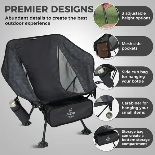 Miniatura 5 de ATEPA UFO3.0 Silla de mochilero ultraligera, 330 libras, silla de campamento plegable de aluminio aeroespacial de alta resistencia con asiento