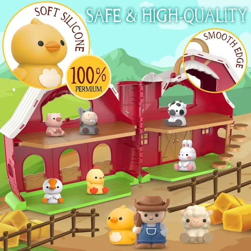 Miniatura 4 de SpringFlower Juguetes para Niños Pequeños de 1 2 3 Años de Edad Niños y Niñas, Juguete de Granero Grande con Animales de Granja, Juguetes Educativos