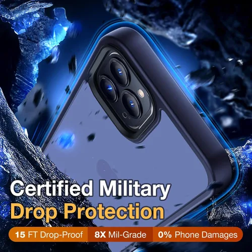 Miniatura 3 de Yriklso Funda para iPhone 12 Pro Max, a prueba de golpes, iPhone 12 Pro Max, protección contra caídas de grado militar, funda protectora rígida Azul