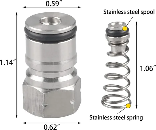 Miniatura 2 de Poste de bloqueo de bola y Poppet – LUCKEG marca acero inoxidable Material Cornelius barril postes tamaño 19/32"-18 rosca hembra gas y líquido