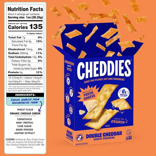 Miniatura 2 de Cheddies, Galletas de queso cheddar 100% naturales con proteína, queso cheddar, 4.2 onzas, 6g de proteína, bajas en carbohidratos