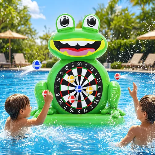 Miniatura 9 de MOONTOY Juguetes de piscina para niños, juego de mesa inflable de dardos de rana, juegos de piscina para playa y patio trasero, juguetes de agua