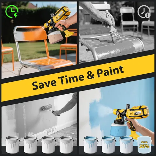 Miniatura 6 de Pulverizador de Pintura para Pintura de Casa, Pulverizador de Pintura con Potente Motor de Cobre de 1000W, Contenedor de 1400ml (47oz), 6 Boquillas