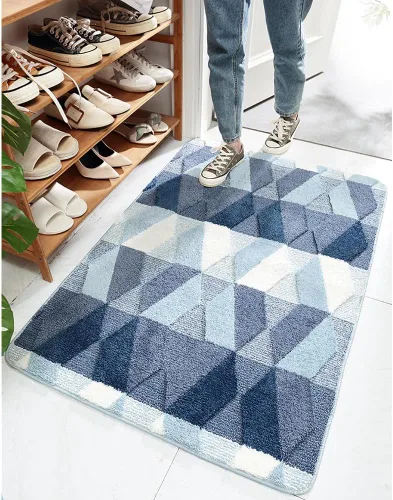 Tiita Tapete para interiores, parte trasera de goma antideslizante, absorbente, tapete de baño, tapete de piso para entrada (20 x 32 pulgadas, azul)