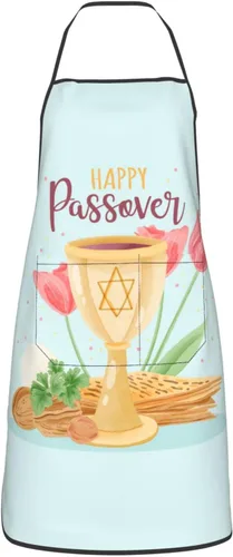 Miniatura 10 de Delantales de Pascua judía feliz, delantal de cocina para chef, impermeable, ajustable, divertido delantal para barbacoa con bolsillos para hombres