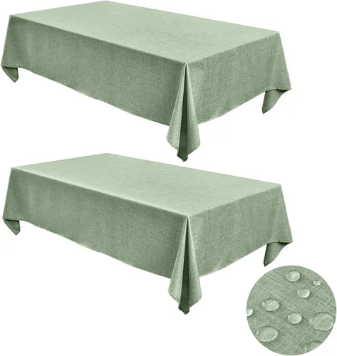 Miniatura 14 de Fitable - Manteles de lino sintético para mesas rectangulares: Mantel de granja resistente al agua y a las manchas, manteles de arpillera