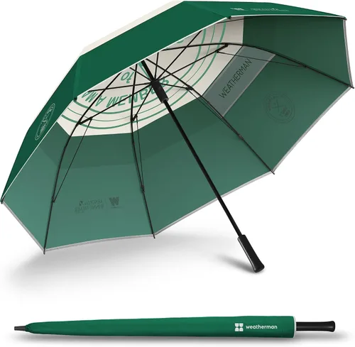 Paraguas Weatherman - Paraguas de golf - Paraguas deportivo resistente al viento hasta 55 MPH - Disponible en 2 tamaños y 5 colores
