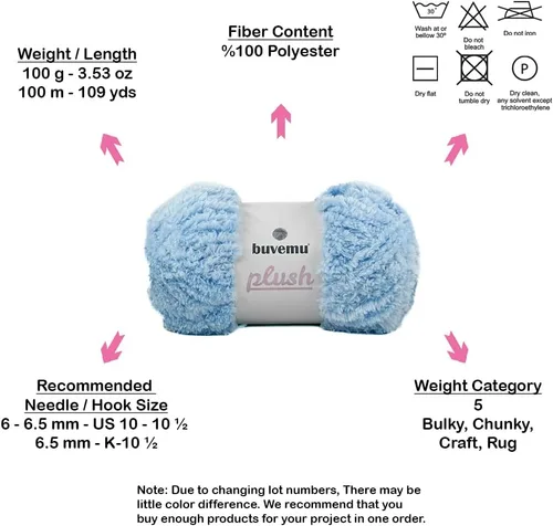 Miniatura 4 de Hilo de Pelo Sintético Super Suave y Grueso, Súper Suave y Esponjoso para Tejer, Crochet y Manualidades, 100 Gramos (3.53 Onzas) 109 Yardas