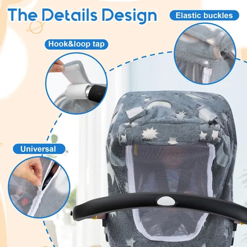 Miniatura 4 de Funda de asiento de automóvil para bebé, fundas de asiento de automóvil que brillan en la oscuridad, funda de asiento de automóvil infantil de felpa
