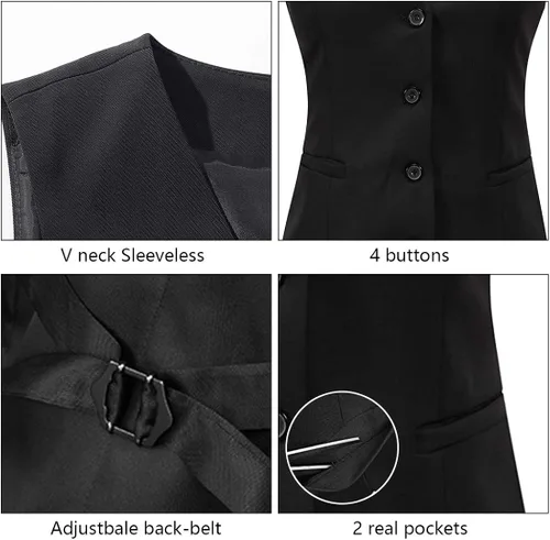 Miniatura 4 de V VOCNI - Chaleco con 4 botones y cuello en V para mujer