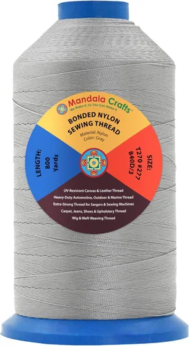 Miniatura 360 de Mandala Crafts - Hilo de nailon para coser cuero, tapicería, mezclilla y para trenzar el pelo; resistente, 1500 yardas, tamaño 69 T70 Marrón