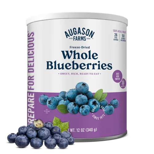 Augason Farms Lata de arándanos enteros secos, frutas secas para hornear y suministro de alimentos de emergencia, alimentos deshidratados para