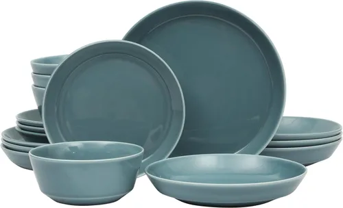 Miniatura 18 de Gibson Home Oslo - Juego de vajilla de porcelana resistente a las astillas y a los arañazos de 12 piezas, servicio para 4 – Platos y cuencos negros