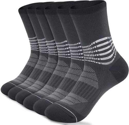 Miniatura 11 de IRAMY Calcetines de compresión tipo crew para mujeres y hombres con soporte de arco del tobillo, alivio de fascitis plantar, 3/6 pares