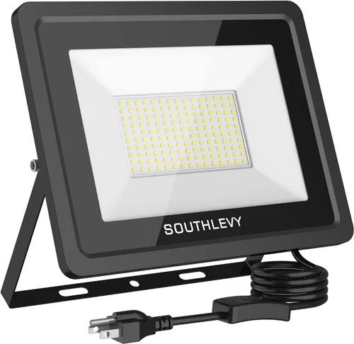 Luz de inundación LED de 150 W, IP66, impermeable, para exteriores, 15000 lm, 5000 K, luz de trabajo con enchufe e interruptor, luces de seguridad