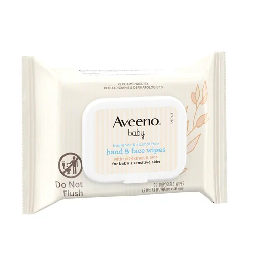 Miniatura 5 de Aveeno Baby Toallitas para manos y cara sin fragancia con extracto de avena y aloe, toallitas limpiadoras e hidratantes para pieles sensibles, sin