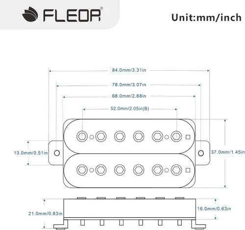 Miniatura 2 de FLEOR Pastilla de Puente Pickup de Cerámica de Doble Bobina Humbucker para Pastillas de Guitarra Eléctrica Pickup-Negro