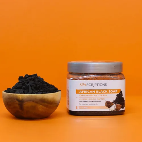 Miniatura 5 de SpaScriptions African Black Soap Sugar Scrub - Exfoliante corporal desintoxicante con manteca de karité y carbón, ideal para pieles grasas