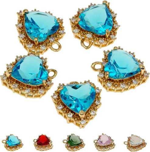 Miniatura 14 de Dijes de latón chapados en oro de circonita de cristal para hacer joyas, pulseras, collares, aretes, colgantes, suministros de manualidades