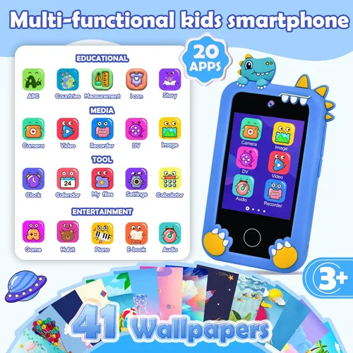 Miniatura 2 de Teléfono infantil para niños, teléfono de juguete de dinosaurio, regalos de cumpleaños de Navidad para niños de 3 a 10 años, teléfonos