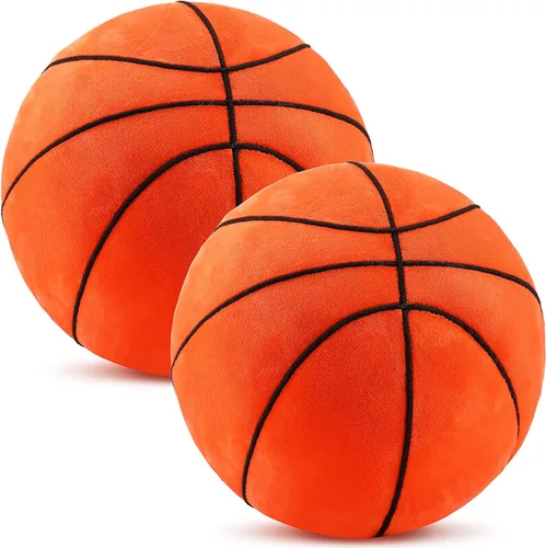 HyDren 2 piezas de almohadas de felpa de baloncesto, suaves y esponjosas, juguetes de deportes para lanzar, cojines lindos con forma de baloncesto