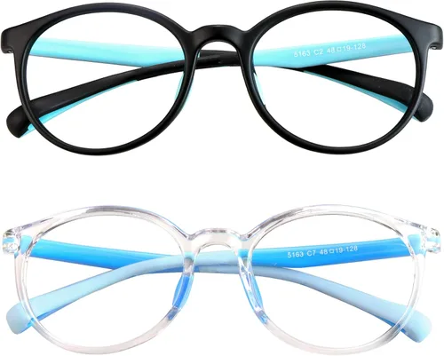 Miniatura 15 de 2 pares de lentes de bloqueo de luz azul para niños, protección UV400, antirayos azules, para computadora para niños y niñas de 3 a 12 años