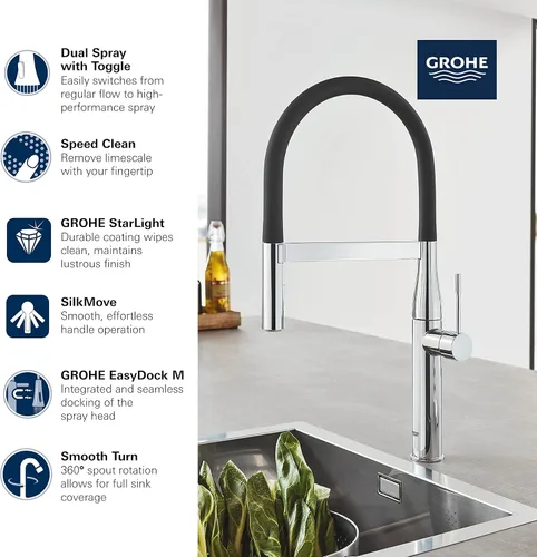 Miniatura 4 de Grohe 30295BE0 Essence - Grifo de cocina profesional de un solo mango, níquel pulido