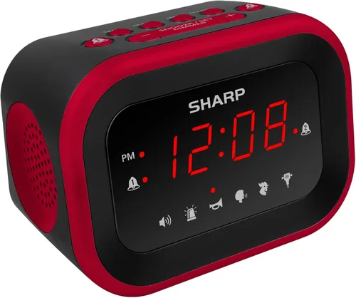 Reloj despertador súper fuerte Sharp Big Bang para personas que duermen mucho, 6 sonidos de despertador extremadamente fuertes: Gallo, Clarín, Mamá