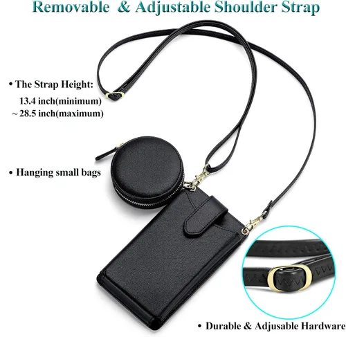 Miniatura 4 de Peacocktion - Bolso pequeño para teléfono celular, para mujeres, minibolso de hombro ligero para cruzarse por el cuello, con ranuras para tarjetas