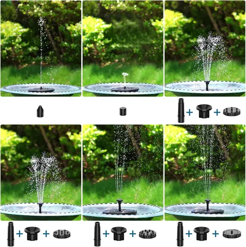 Miniatura 3 de Fuente solar flotante al aire libre 3.5W bomba solar de estanque con 6 boquillas para baño de pájaros, acuario, jardín, fuente (1 unidad)