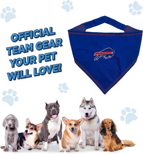 Miniatura 7 de Pets First NFL Buffalo Bills Banda Anudable para Mascotas, Pequeño/Mediano. Bandana, Bufanda y Babero para Perro y Gato. La Bandana Definitiva