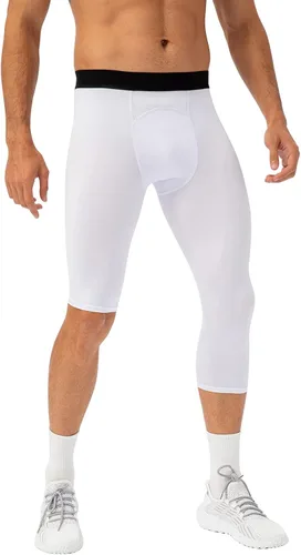 Miniatura 19 de Pantalones de compresión de 3/4 de una pierna para hombre, mallas de baloncesto atléticas para correr, leggings deportivos de capa base capri