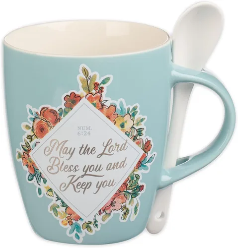 Miniatura 8 de Christian Art Gifts Juego de taza de café y té con cuchara de cerámica para mujer: By Grace You Have Been Saved - Efesios 2:8 Versículo de la Biblia