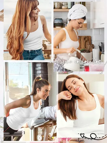 Miniatura 5 de Air Curvey - 4 Pack de Camisetas sin Manga para Mujer, Camisas Básicas de Ropa Interior, Camisetas sin Manga Casuales, Tops de Capas Suave y Sin