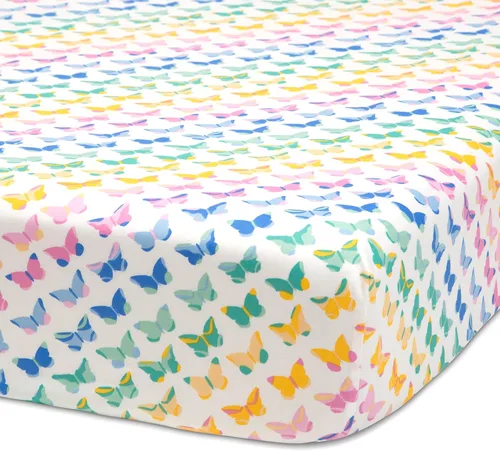 Miniatura 5 de Delta Children Juego de sábanas tamaño individual de 3 piezas, incluye 1 sábana encimera, 1 sábana bajera y 1 funda de almohada, mariposas