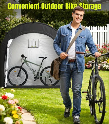 Miniatura 7 de Housolution Bike Storage Tent Shed for 3 Bikes, Outdoor Portable 210D Oxford Thick PU4000 Waterproof Bike Cover with Ventilated Window, Bike Tent