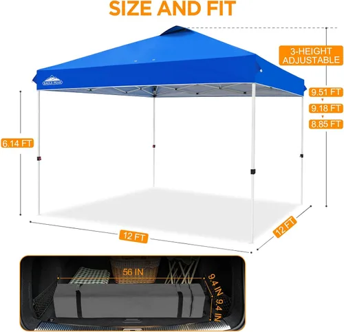 Miniatura 497 de EAGLE PEAK Tienda de campaña desplegable con bolsa de transporte con ruedas, 8 estacas, 4 cuerdas, 4 bolsas de peso, toldo de tienda de campaña